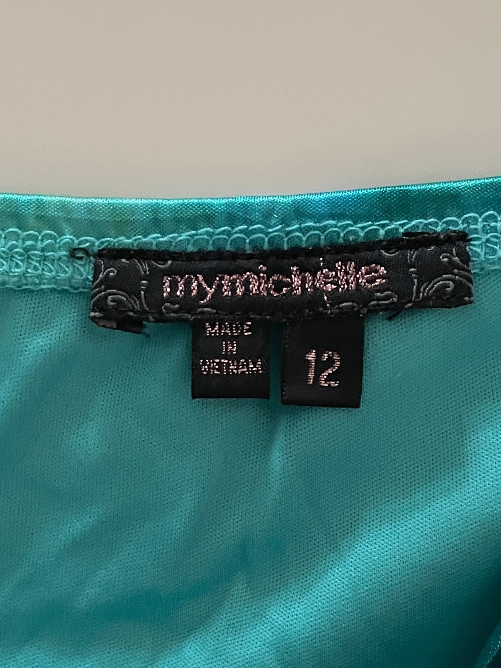My Michelle Blue Green Ruched Tiered Party Dress Size 12 - Picture 5 of 9